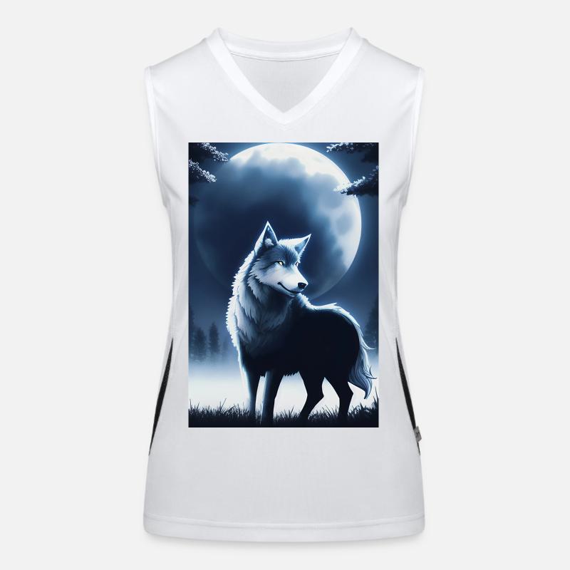 Wolf und Mond Funktionelles Kontrast-Tank Top für Frauen