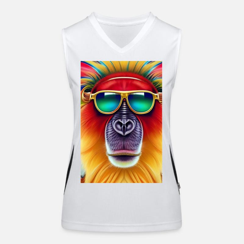 Cooler Affe mit Sonnenbrille Funktionelles Kontrast-Tank Top für Frauen