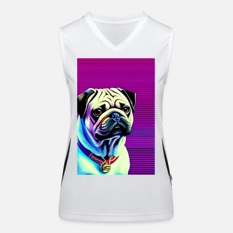 Mops Hund Funktionelles Kontrast-Tank Top für Frauen