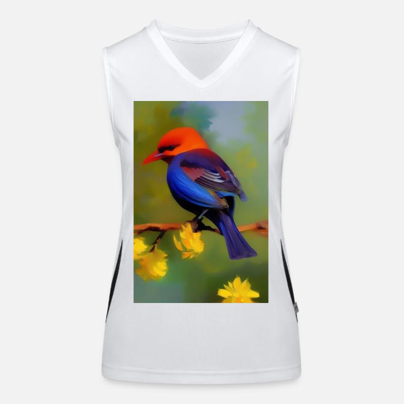 Oiseau sur branche avec fleurs Débardeur respirant contrasté Femme