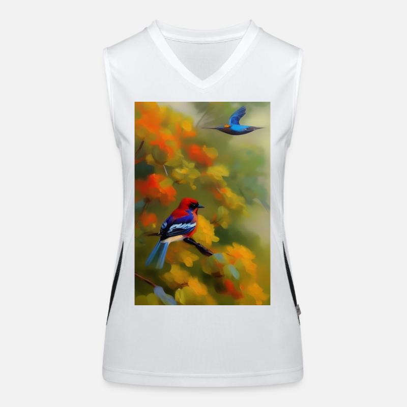 Bird on branch Women's Functional Contrast Tank Top