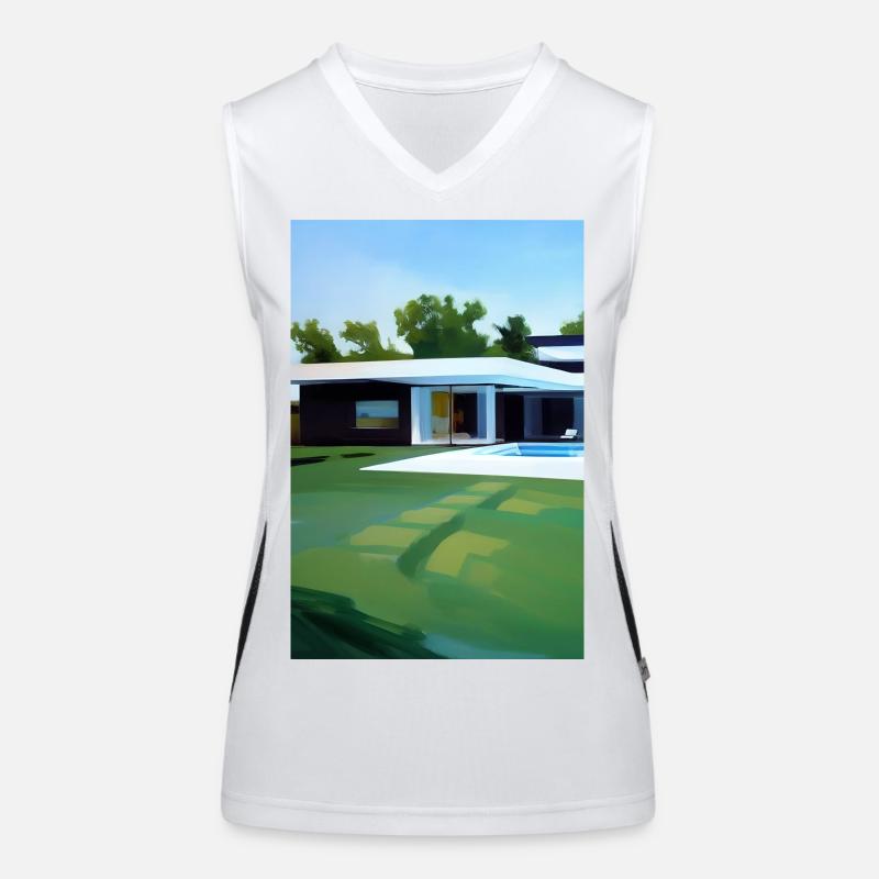 White villa with pool Women's Functional Contrast Tank Top