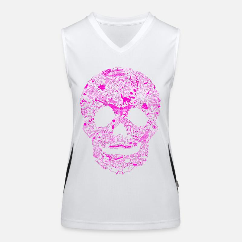 Gothic Skull Goth Style Dark Heavy Metal WGT - Women's Functional Contrast Tank Top - white/black