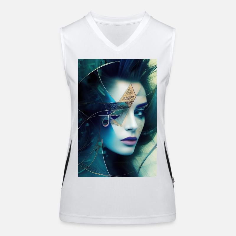 Abstrakte Gesichts Kunst Funktionelles Kontrast-Tank Top für Frauen