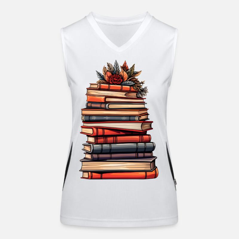 Stack of Books - Reading, Knowledge and Imagination. Women's Functional Contrast Tank Top