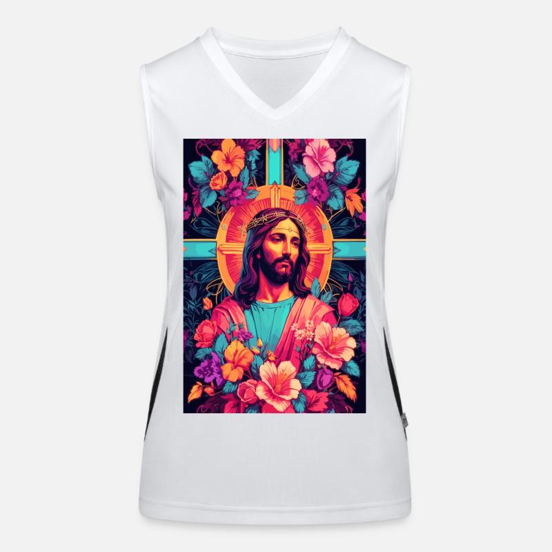 Jesus Christus Funktionelles Kontrast-Tank Top für Frauen