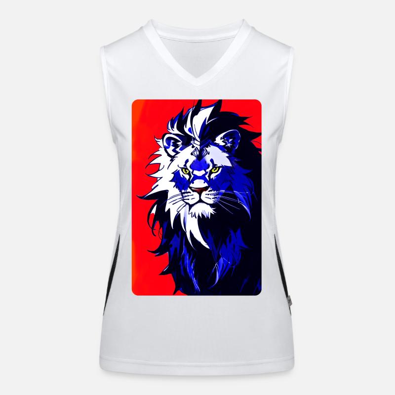 Blauer Löwe (Design 2) Funktionelles Kontrast-Tank Top für Frauen