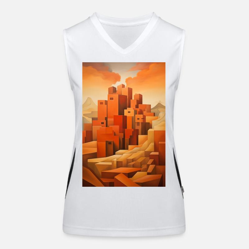 Desert Landscape, Desert Village Women's Functional Contrast Tank Top