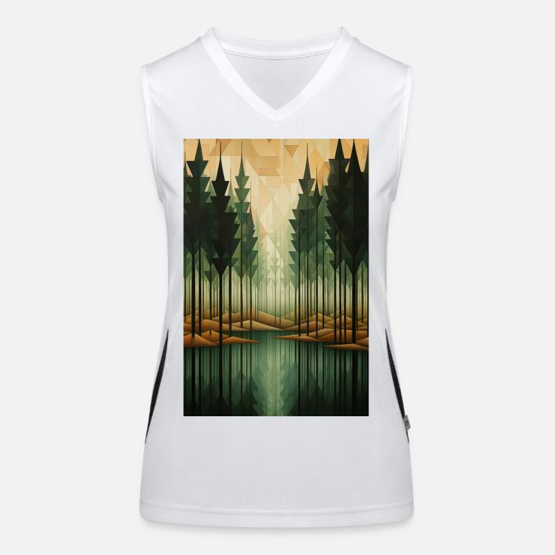 Forest Landscape in Geometric Style Women's Functional Contrast Tank Top