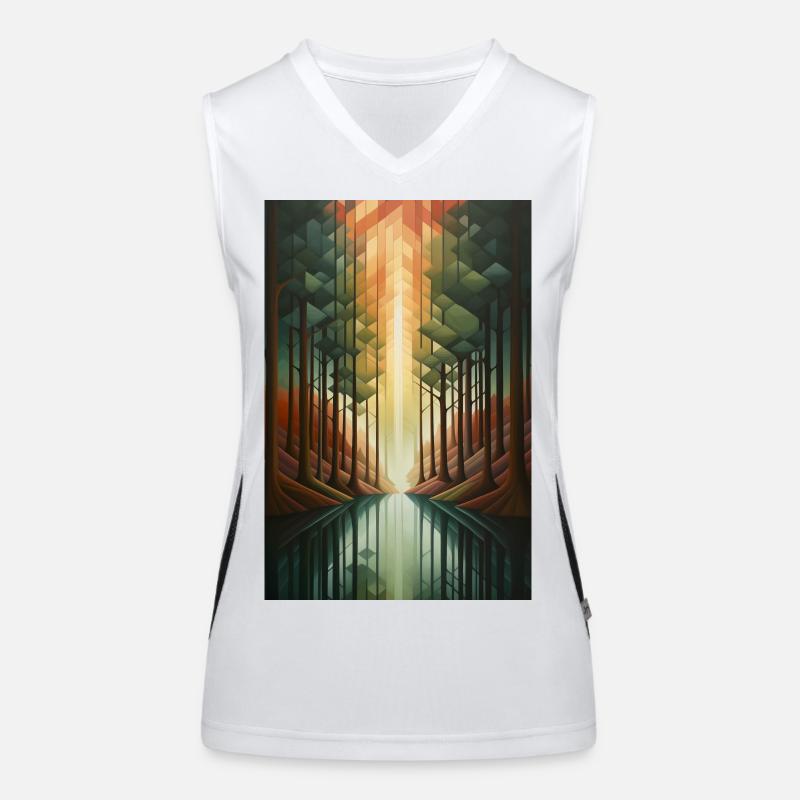 Forest Landscape in Geometric Style Women's Functional Contrast Tank Top
