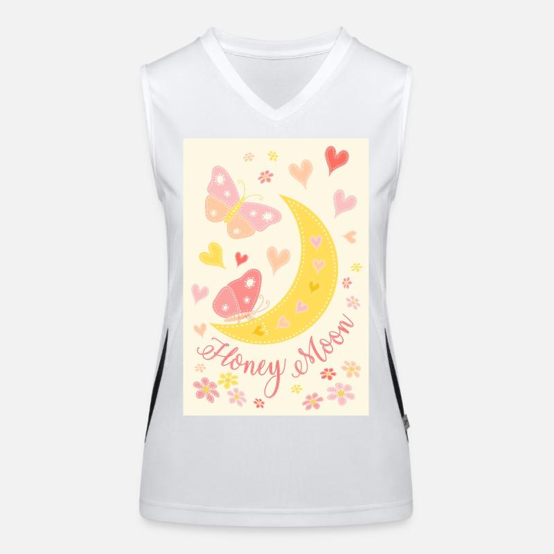 Lune de miel coeurs fleurs papillons affiche jaune Débardeur respirant contrasté Femme