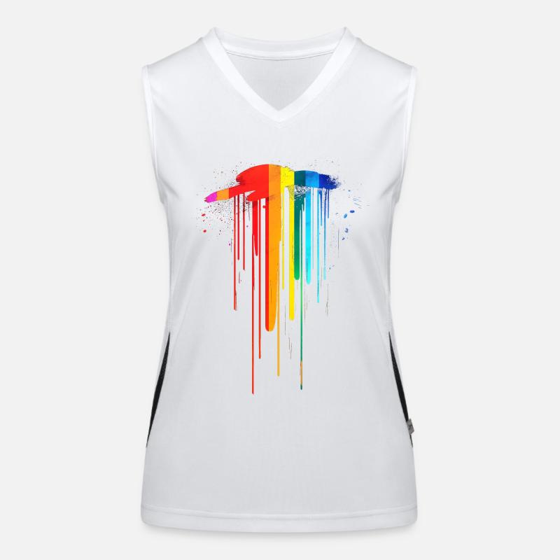 Subtle and Cool Dripping Pride Flag Rainbow Design Women's Functional Contrast Tank Top