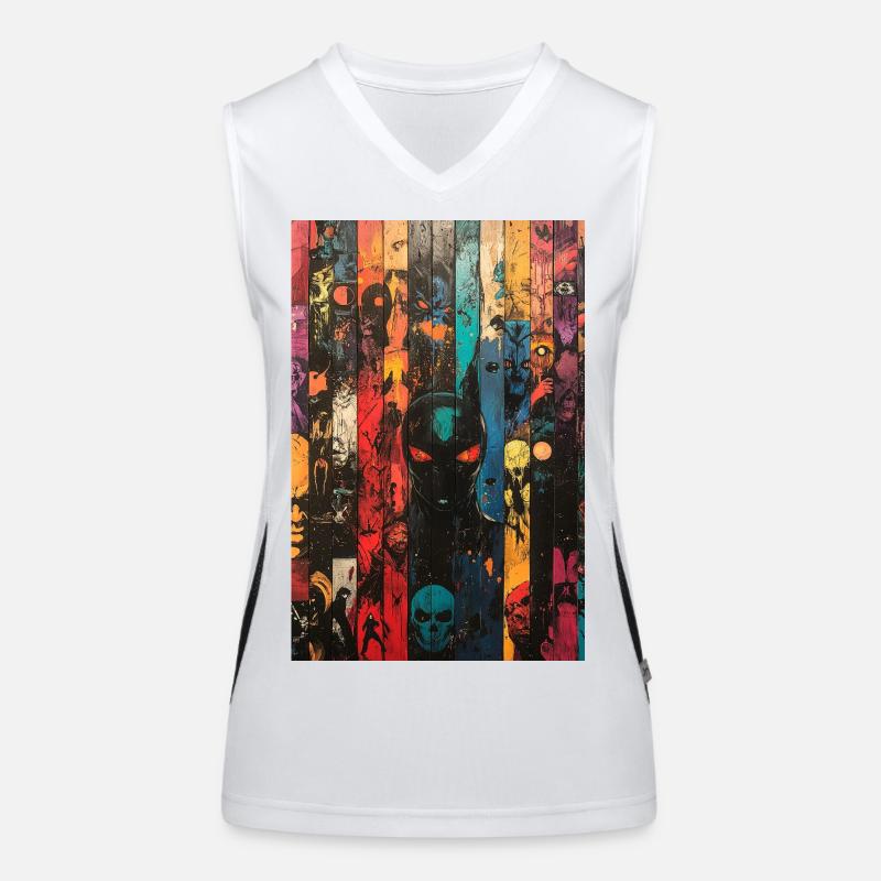 Farbige Schädel-Panel-Kunst Funktionelles Kontrast-Tank Top für Frauen