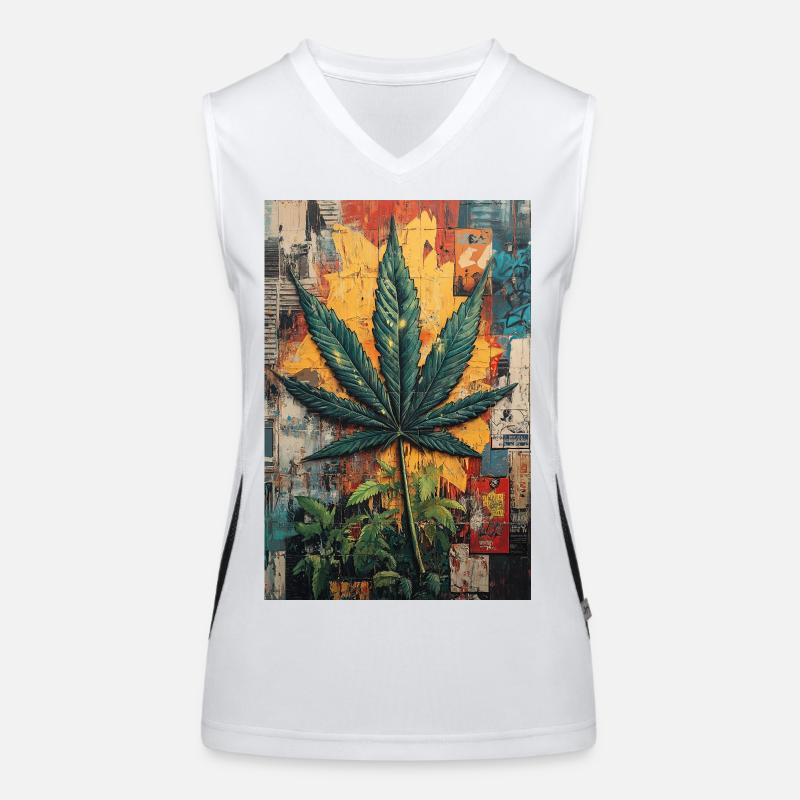 Graffiti Hemp Leaf Wall Art Women's Functional Contrast Tank Top