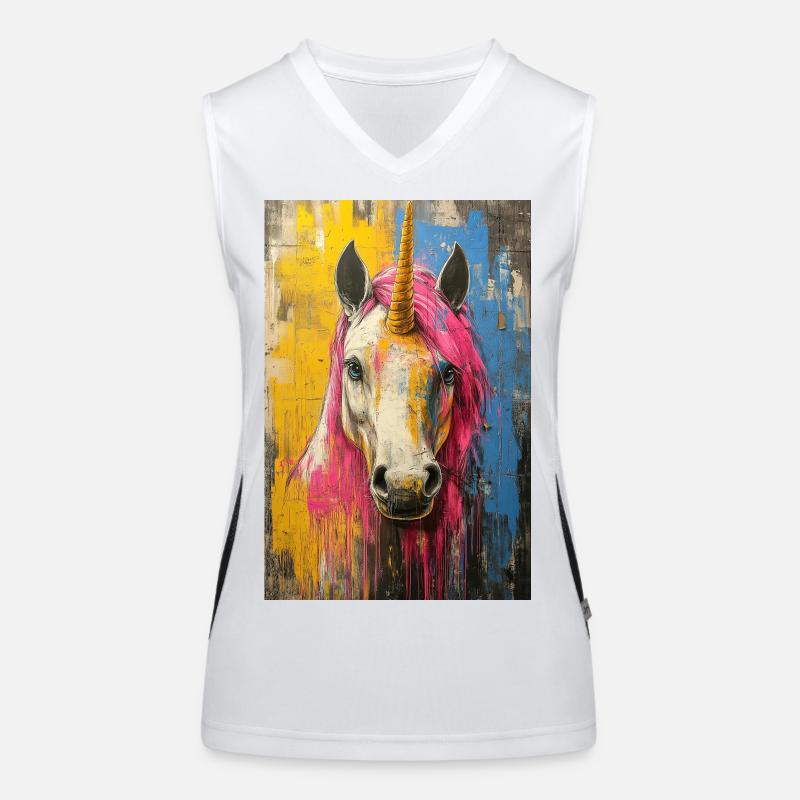 Colored Unicorn Portrait Women's Functional Contrast Tank Top