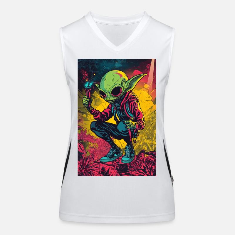 Neonalien im Farbdschungel Funktionelles Kontrast-Tank Top für Frauen