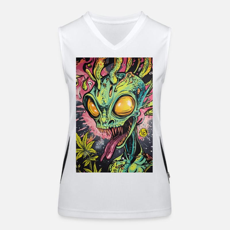 Psychedelic Alien Neon Graffiti - Women's Functional Contrast Tank Top - white/black