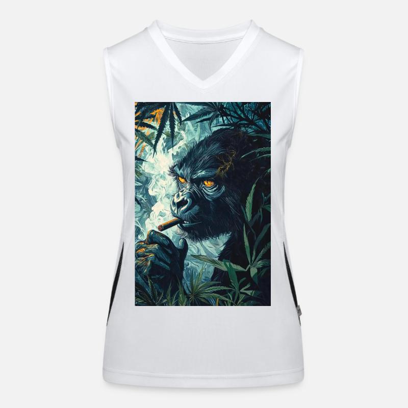 Dschungelgorilla mit Zigarettenrauch Funktionelles Kontrast-Tank Top für Frauen