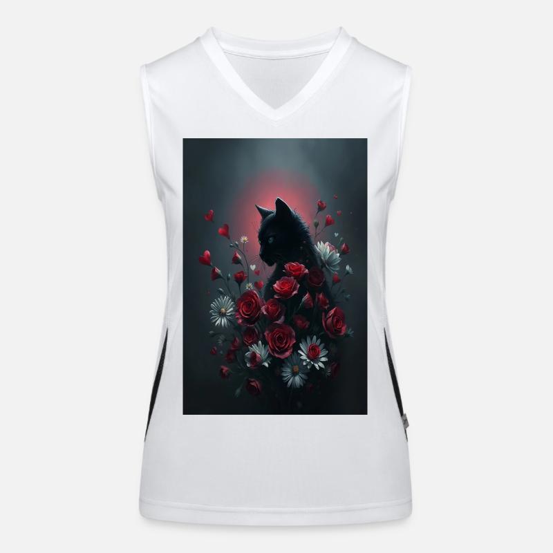 Chat avec des fleurs Débardeur respirant contrasté Femme