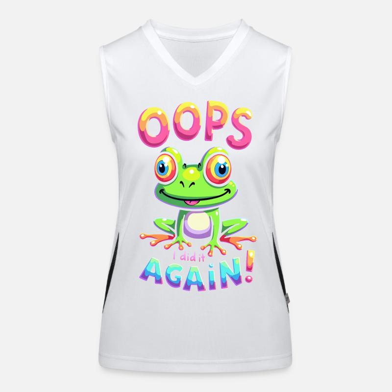 Colorful Frog with Optimistic Message Women's Functional Contrast Tank Top