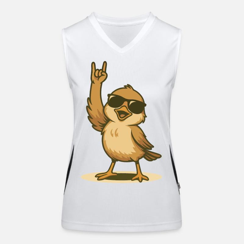 Rockender Spatz mit Sonnenbrille Funktionelles Kontrast-Tank Top für Frauen