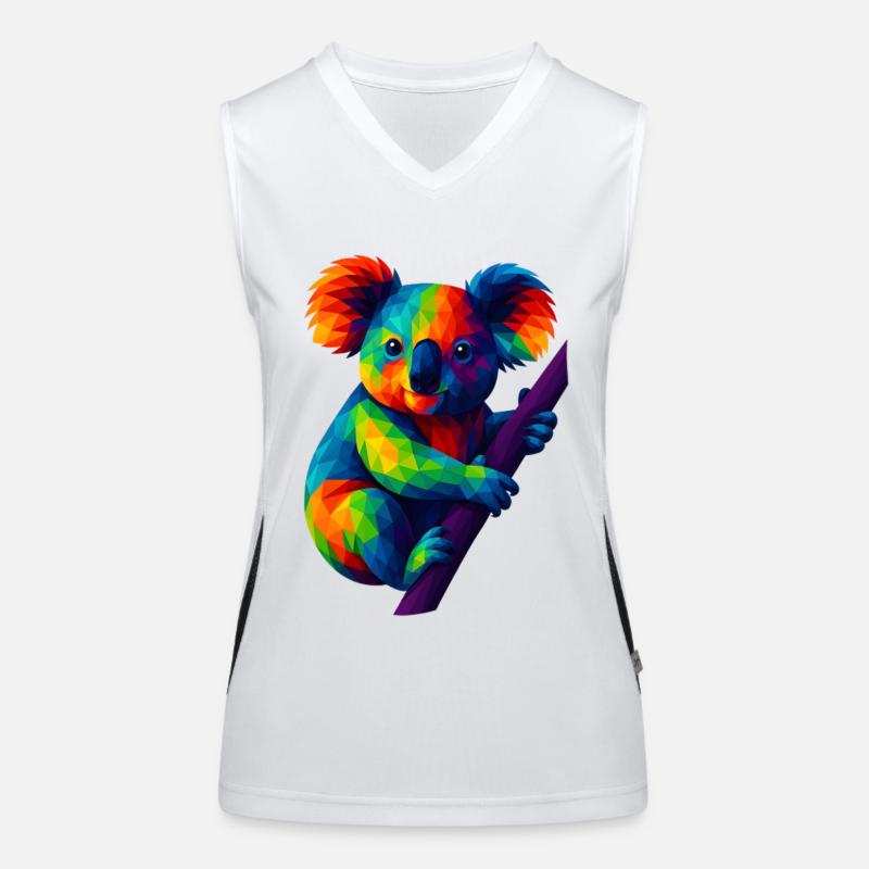 WPAP Stil Polygon Tiere - Koala Bär hängt am Ast Funktionelles Kontrast-Tank Top für Frauen