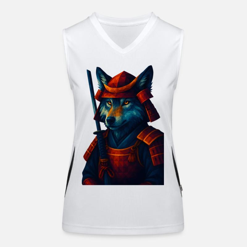 WPAP Stil Tier - Samurai Wolf altertümlich Rüstung Funktionelles Kontrast-Tank Top für Frauen