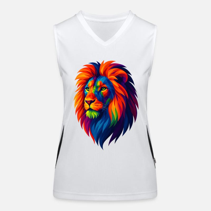 WPAP Polygon Style Animaux - Portrait de Lion Débardeur respirant contrasté Femme