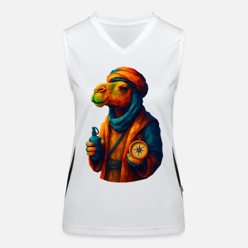 WPAP Style Animals - Camel Caravan Guide Women's Functional Contrast Tank Top