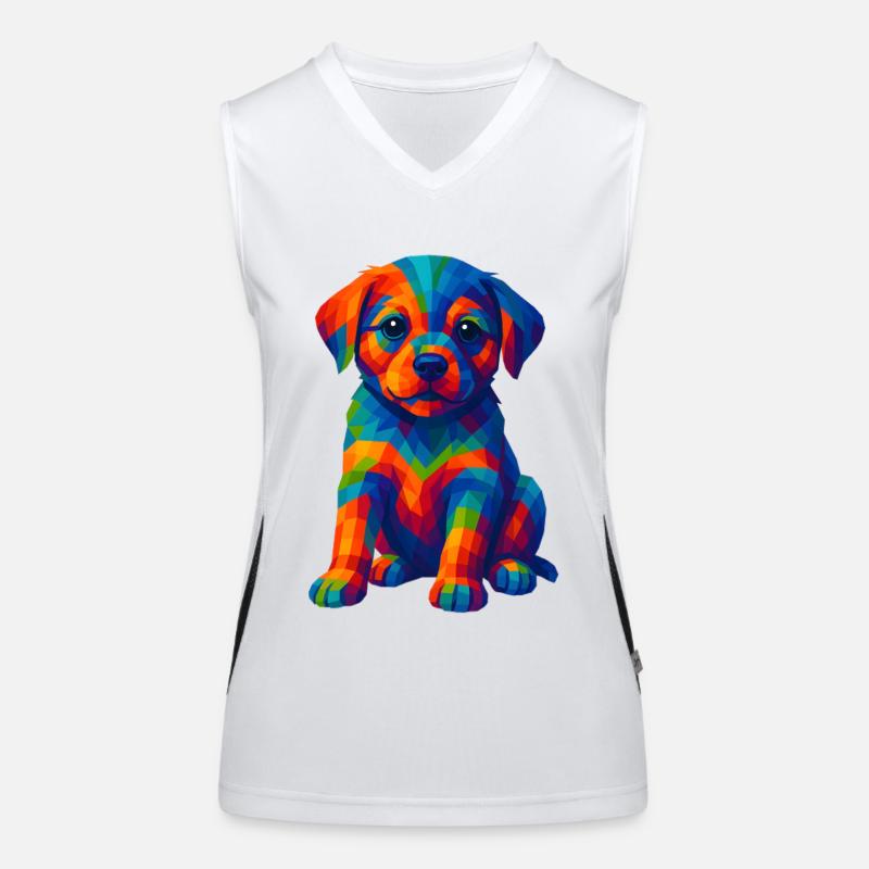 WPAP Polygon Stil Tiere - Hundewelpen Porträt Funktionelles Kontrast-Tank Top für Frauen