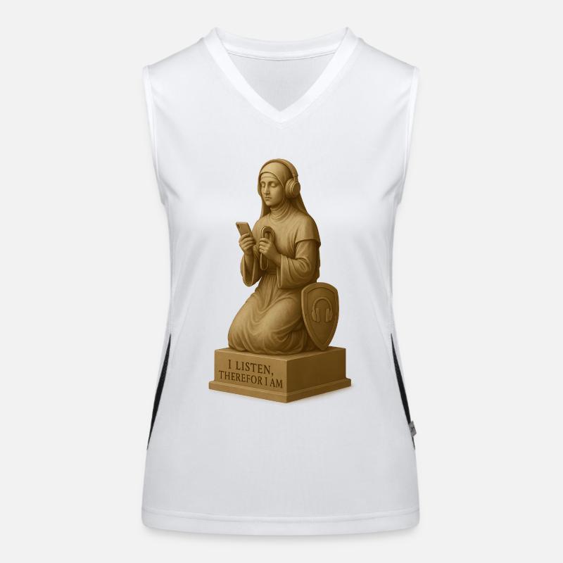 Meditative Listener Ghost Sculpture Women's Functional Contrast Tank Top