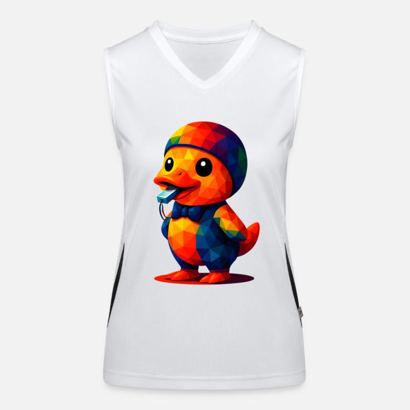 WPAP Polygon Kawaii Animals Style Baby Duck Trainer Women's Functional Contrast Tank Top