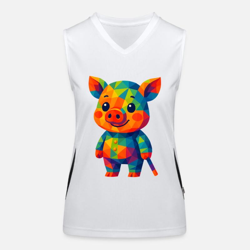 WPAP Polygon Kawaii Style Animaux Bébé Cochon Débardeur respirant contrasté Femme