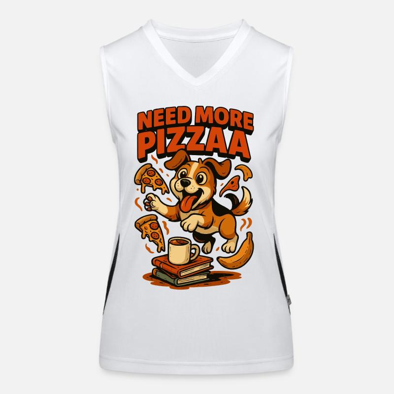 Brauche mehr Pizza Pup Funktionelles Kontrast-Tank Top für Frauen