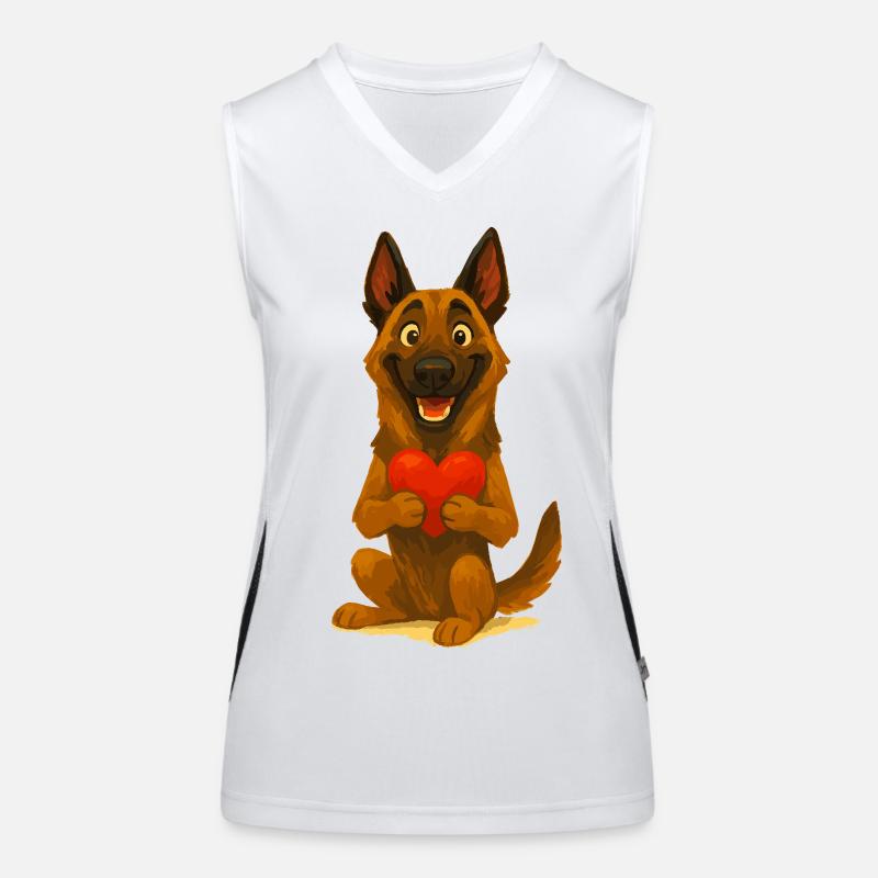 Malinois avec coeur dessin animé Débardeur respirant contrasté Femme