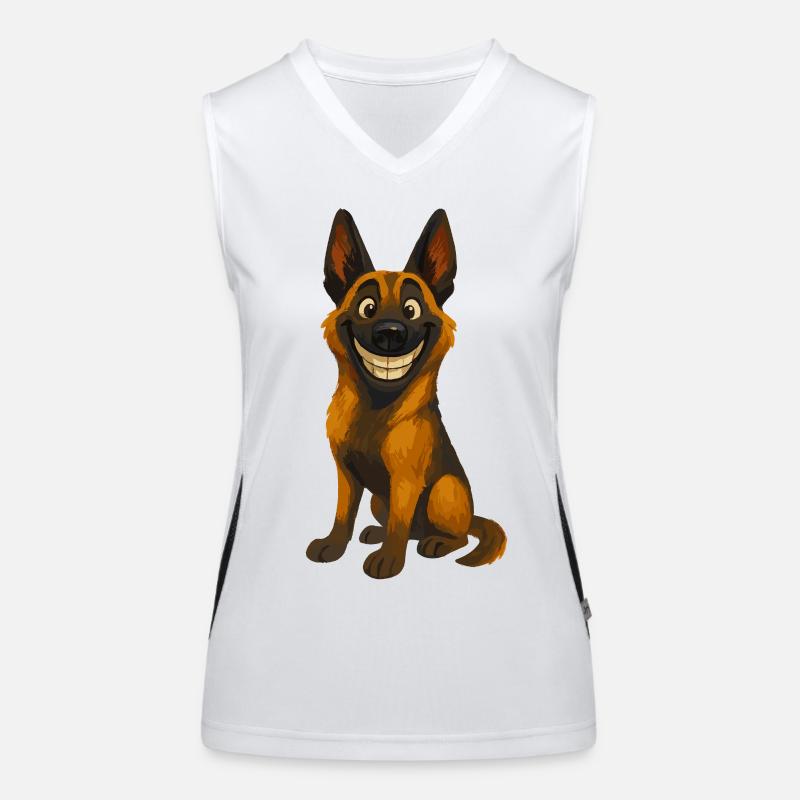 Grinsender Malinois Cartoon Funktionelles Kontrast-Tank Top für Frauen