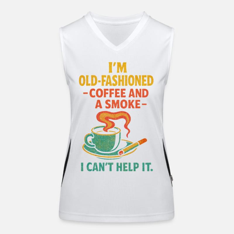 Altmodischer Kaffee und eine Zigarette Funktionelles Kontrast-Tank Top für Frauen