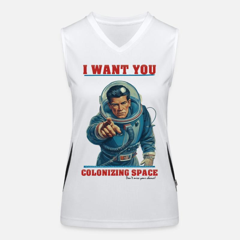 Retro Astronaut Space Colonization Funktionelles Kontrast-Tank Top für Frauen