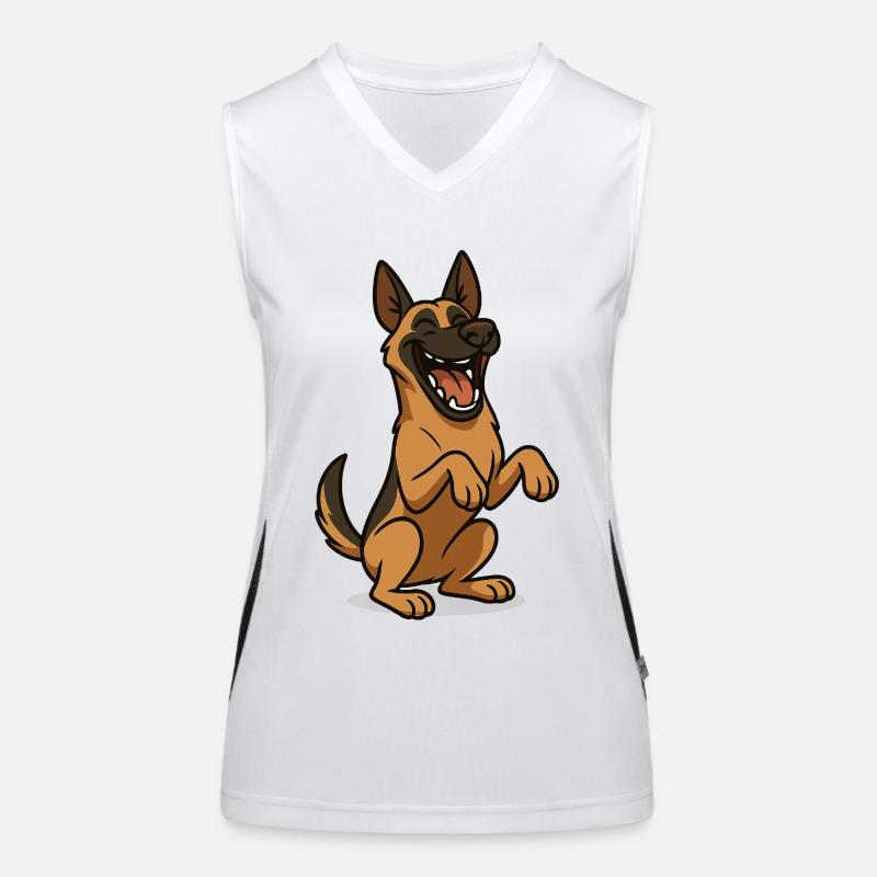 Lachender Malinois Hund Funktionelles Kontrast-Tank Top für Frauen