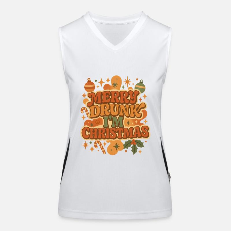 Merry Drunk I'm Christmas Retro Funktionelles Kontrast-Tank Top für Frauen