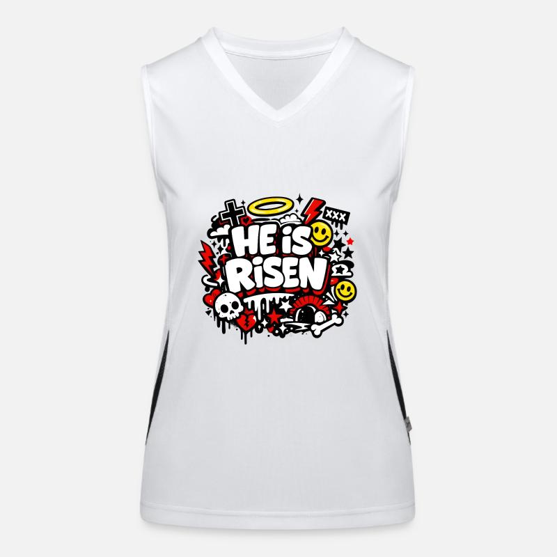 He is Risen Graffiti Ostern Funktionelles Kontrast-Tank Top für Frauen