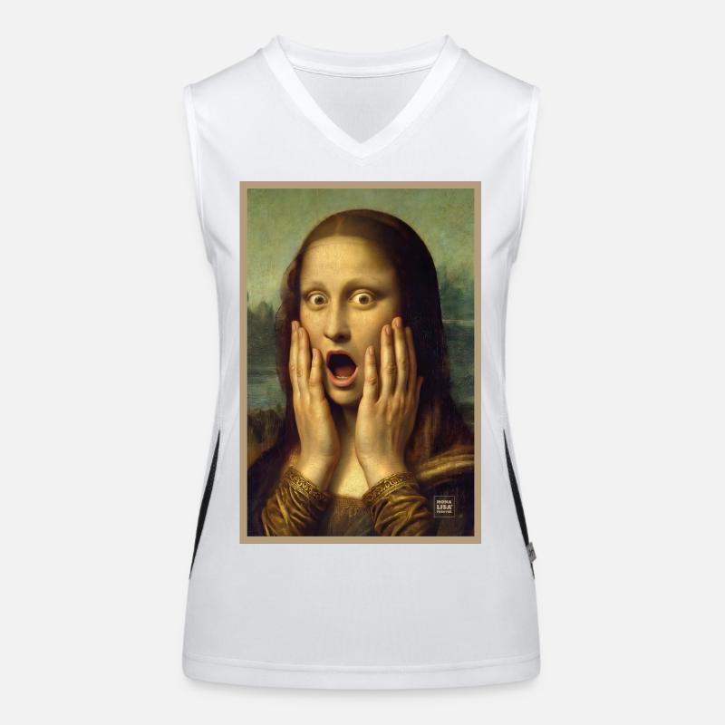 Shocked, Surprised Mona Lisa Women's Functional Contrast Tank Top