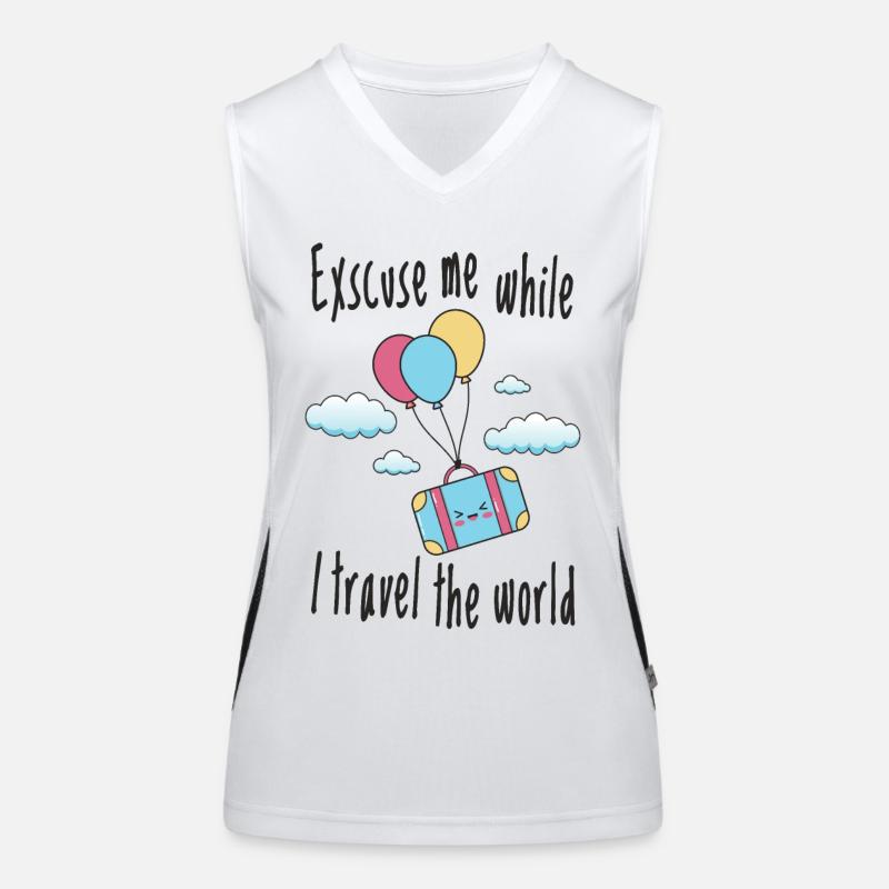 Excuse me while I travel the world Women's Functional Contrast Tank Top