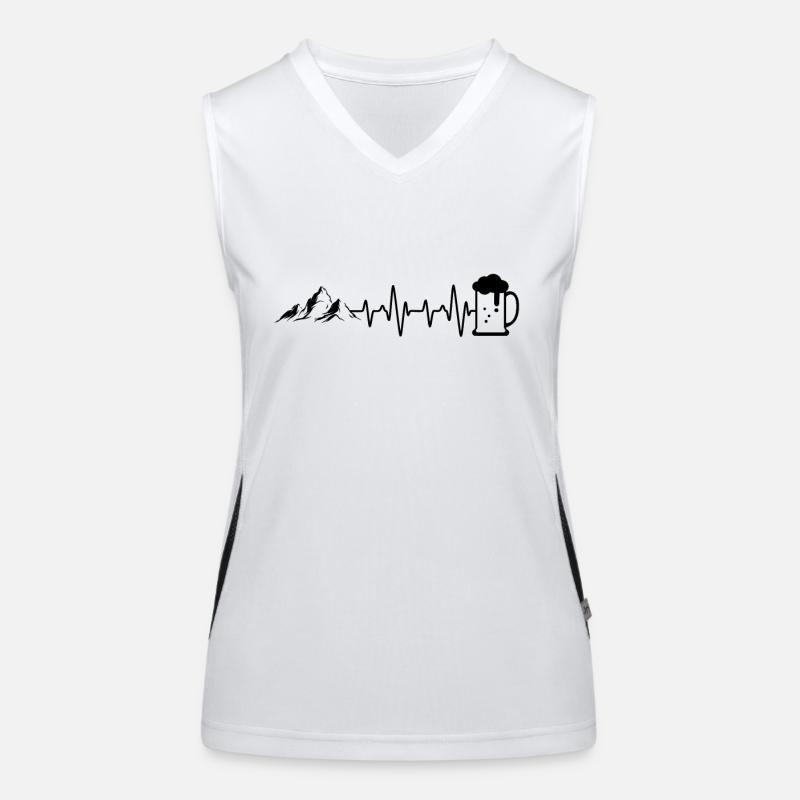 Herzschlag Berge und Bier Funktionelles Kontrast-Tank Top für Frauen