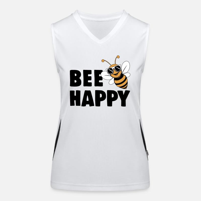 Drôle d’abeille avec le dicton Bee Happy Débardeur respirant contrasté Femme