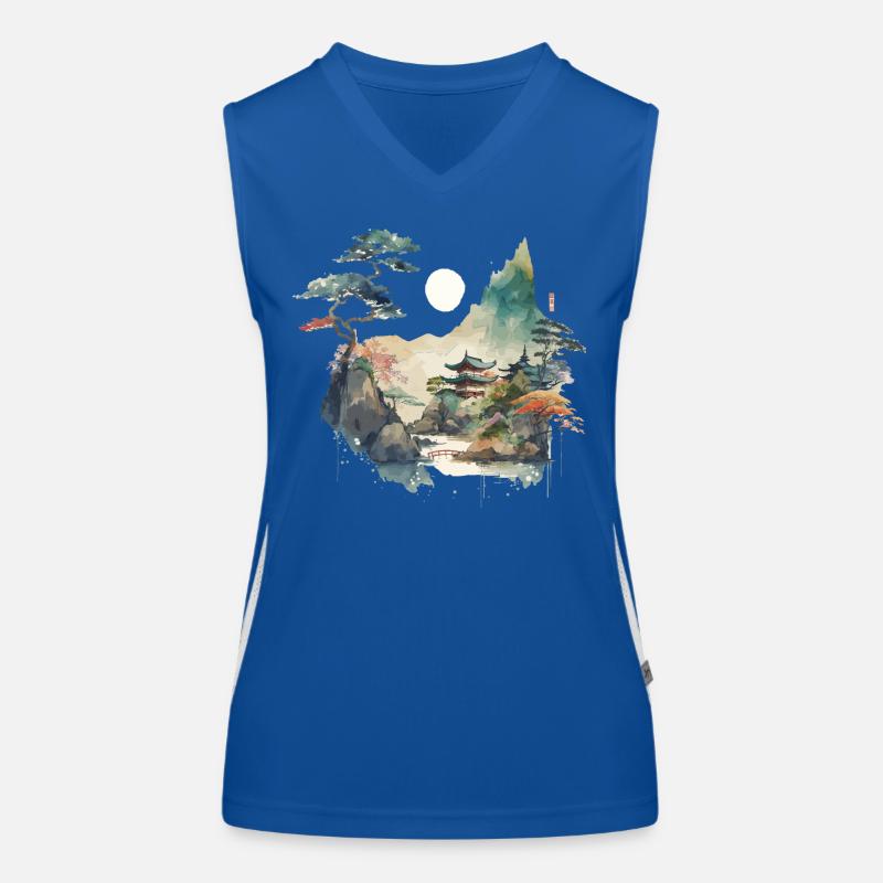 Tempellandschaft Funktionelles Kontrast-Tank Top für Frauen