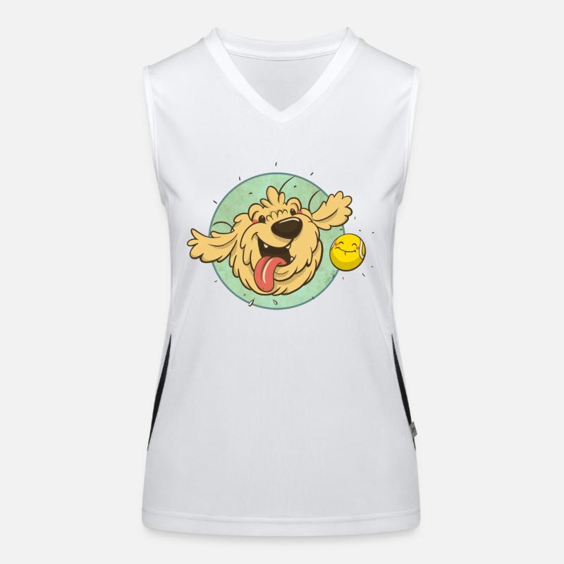 cockapoo Thor with tennis ball Women's Functional Contrast Tank Top