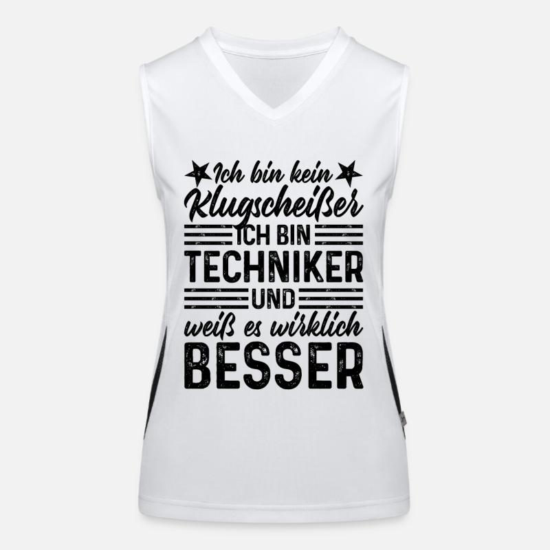 Techniker lustiger Spruch bin kein Klugscheißer Funktionelles Kontrast-Tank Top für Frauen