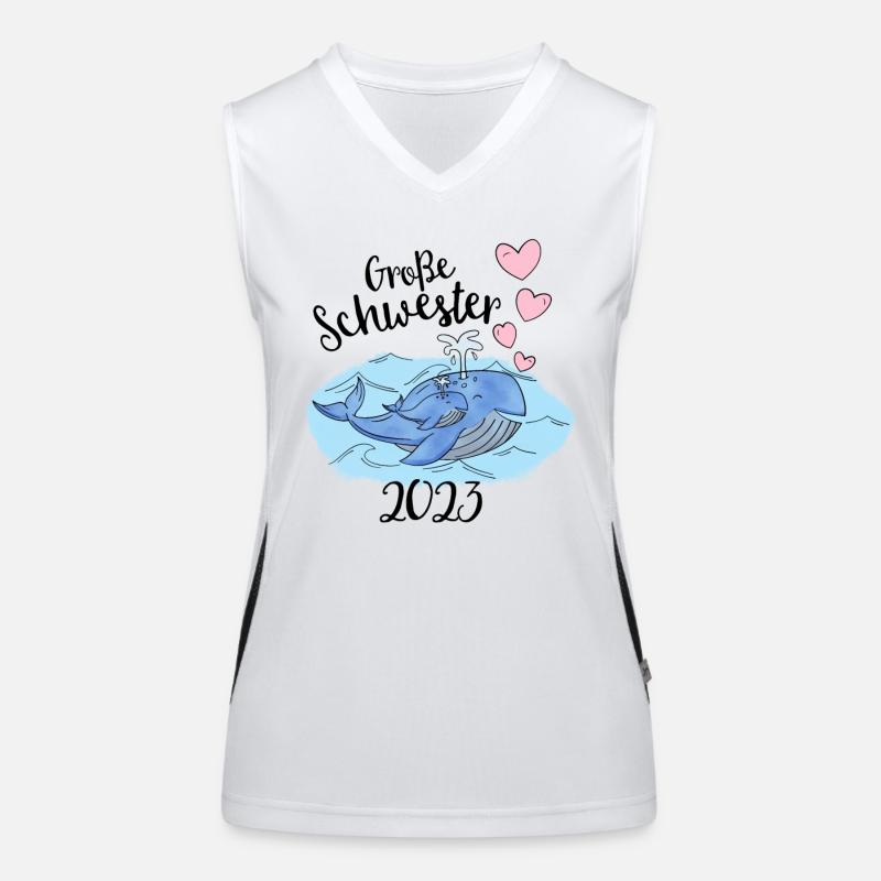 Große Schwester 2023 - Süße Wale Geschenk Idee Funktionelles Kontrast-Tank Top für Frauen