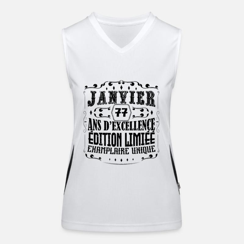 Vintage Janvier 77 ans. anniversaire janvier. Débardeur respirant contrasté Femme